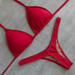 Fashion simple sexy red split bikini
