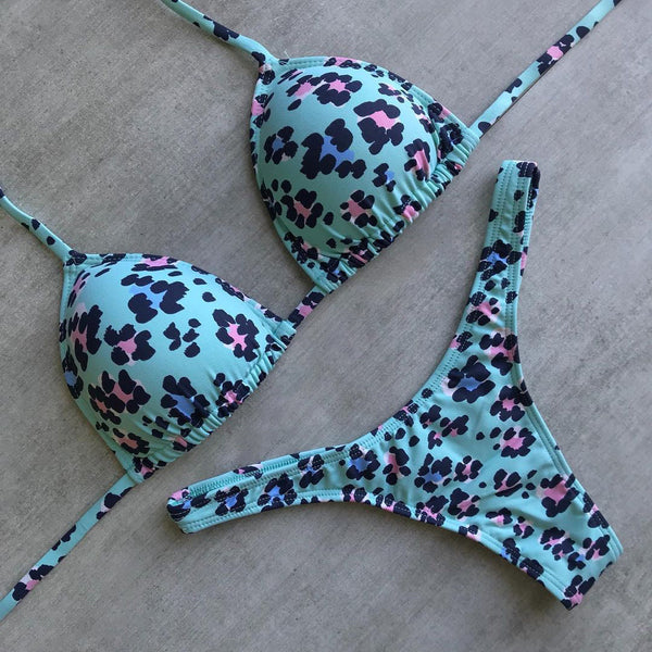 Fashion Leopard Print Split Bikini