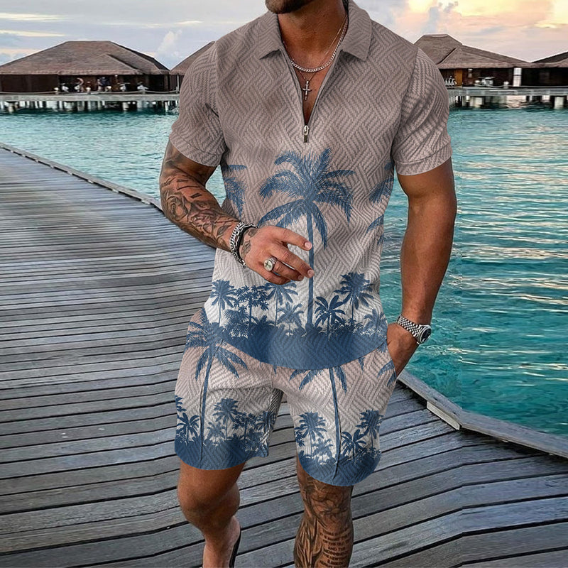 Holiday Style Casual POLO Short Sleeve Suit