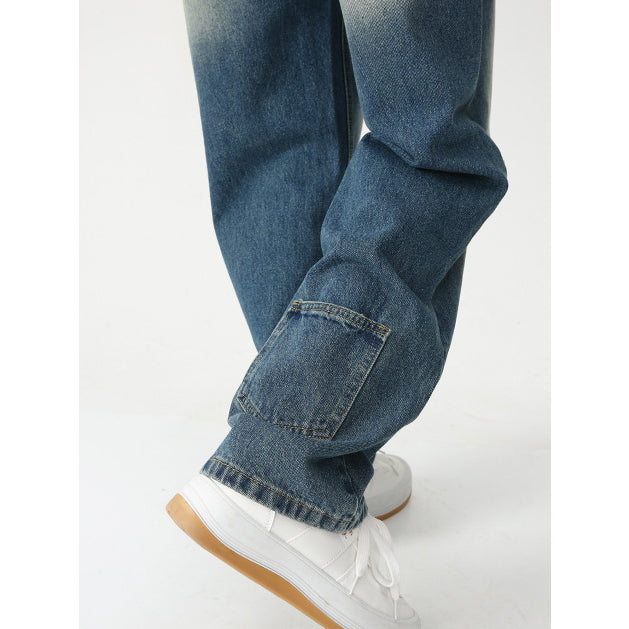 Loose Straight Wash Frayed Vintage Jeans