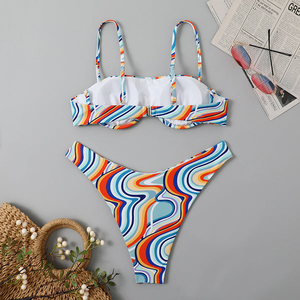 Solid Color Push Up Sexy Two-Piece Swimsuit