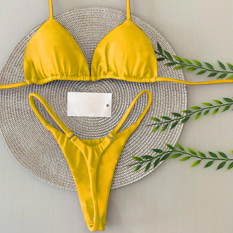 Fashion sexy yellow split strap bikini