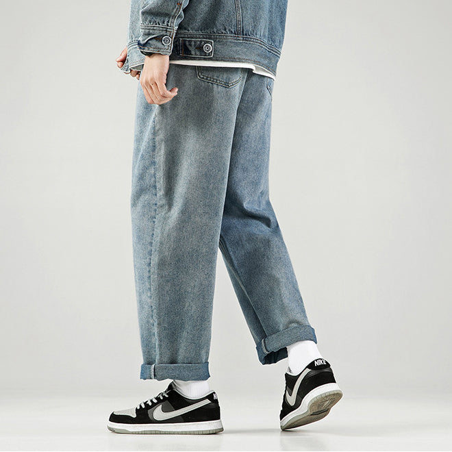 Washed Straight Casual Loose Simple Jeans