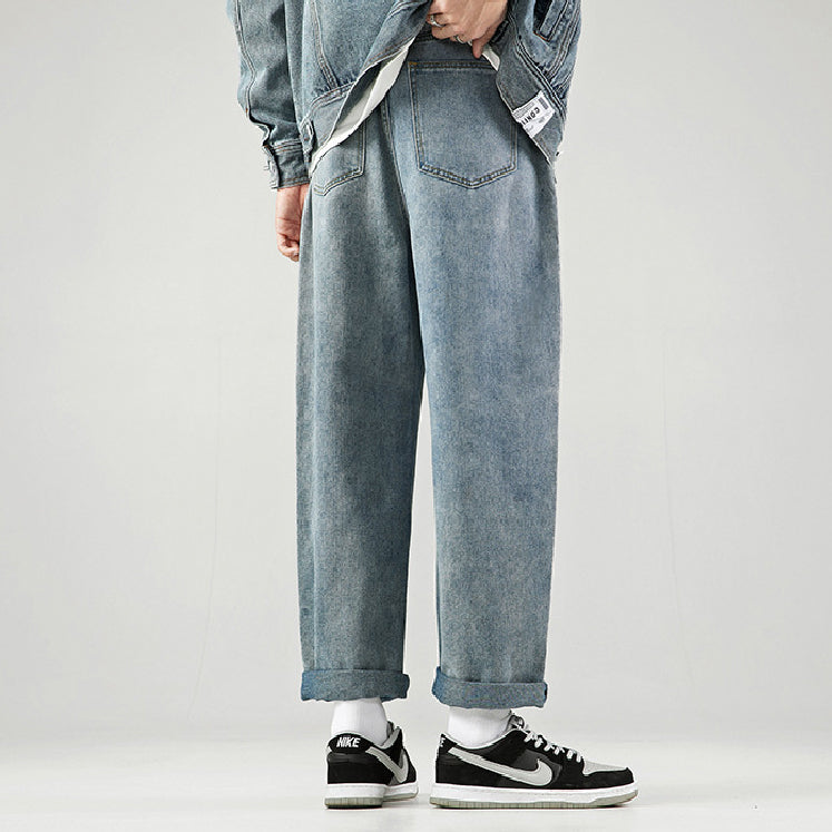 Washed Straight Casual Loose Simple Jeans