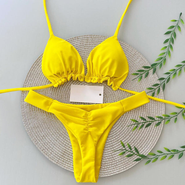 Solid Color Sling Split Bikini