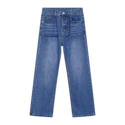 Loose straight-leg paneled engineered jeans