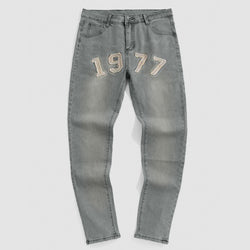 Tide brand washed old retro straight jeans