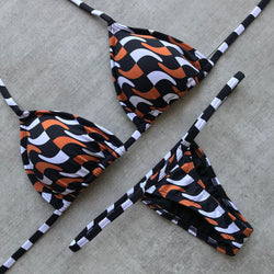 Fashion geometric print split strap sexy bikini