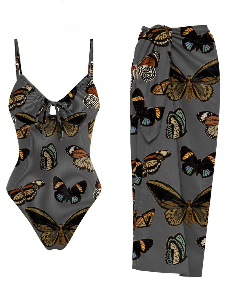 Retro Butterfly One-Piece Bikini Beach Dress