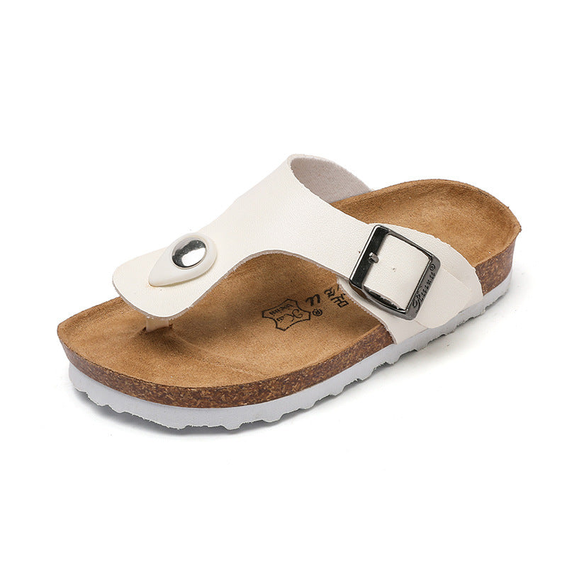 Spring/Summer Kids’ Cork Slippers, Boys’ and Girls’ Buckle Sandals and Flip Flops