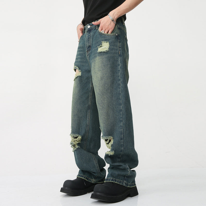 Vintage Loose Mopping Ripped Hip-Hop Jeans