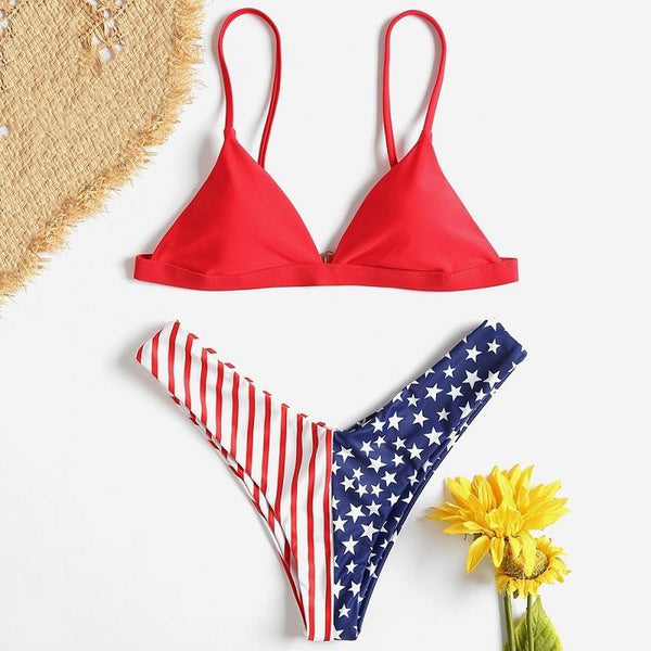 Trendy Independence Day Print Bikini