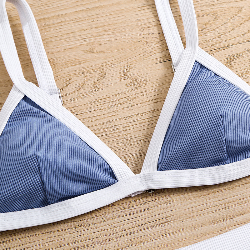 Solid color bikini women's two-piece swimsuit triangle bikini