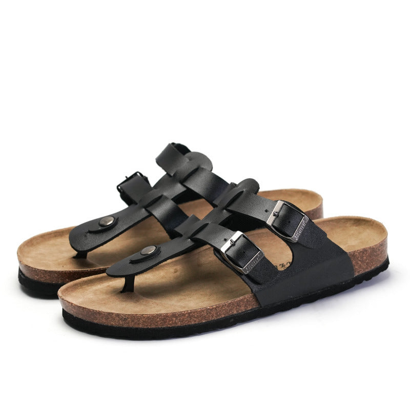 Stylish Unisex Stitched Cork Sandals for Beach and Casual Wear