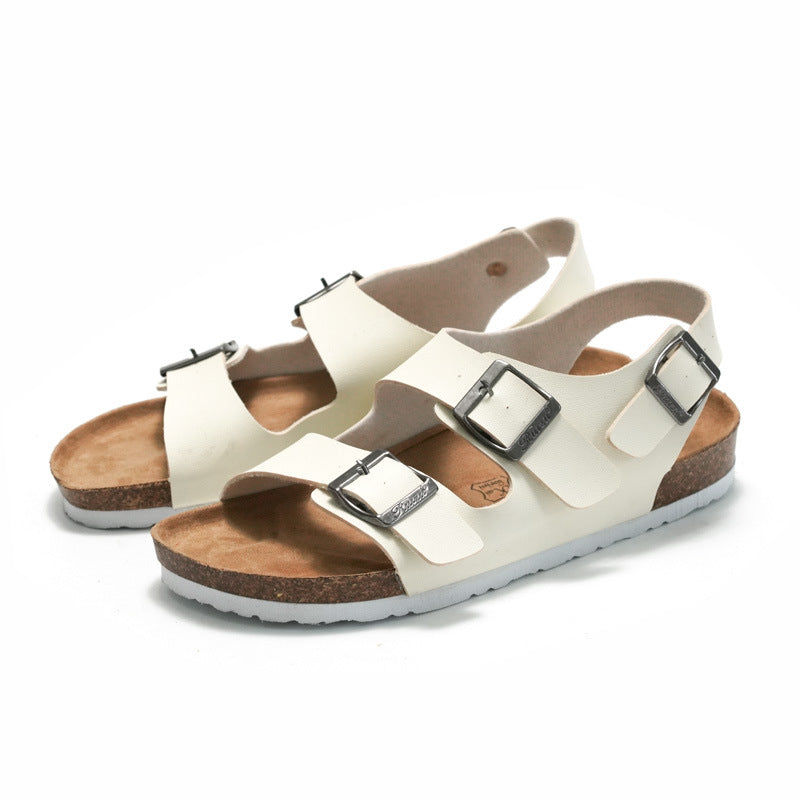 Men’s and Women’s Three Buckle Cork Sandals for Summer
