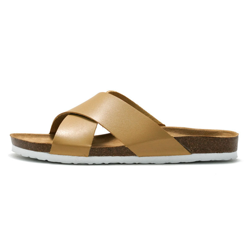 Soft Cork Beach Sandals for Men with Cross Straps - Summer New Trending Student Shoes
