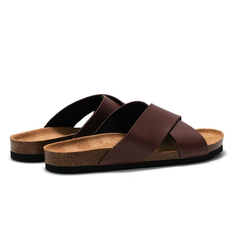 Soft Cork Beach Sandals for Men with Cross Straps - Summer New Trending Student Shoes