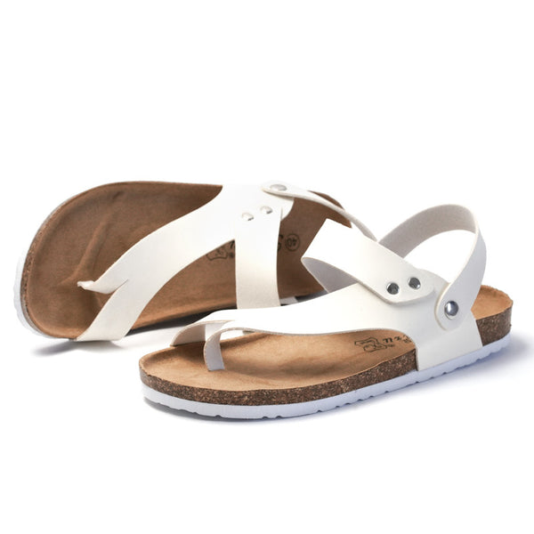 Low Heel Color Block Sandals for Youth in White and Black