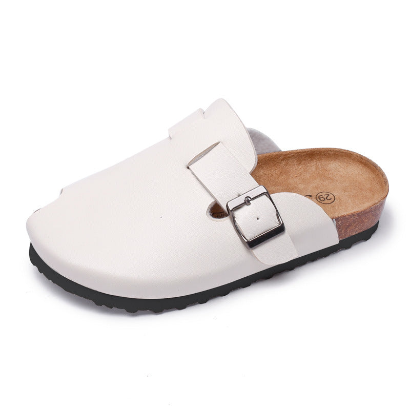 Stylish Cork Beach Slippers for Kids - Black and White Options