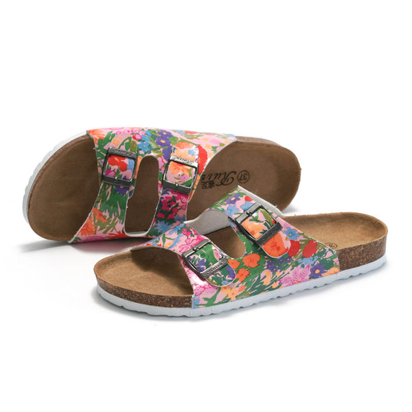 Women's Floral Cork Slippers - Comfortable and Stylish