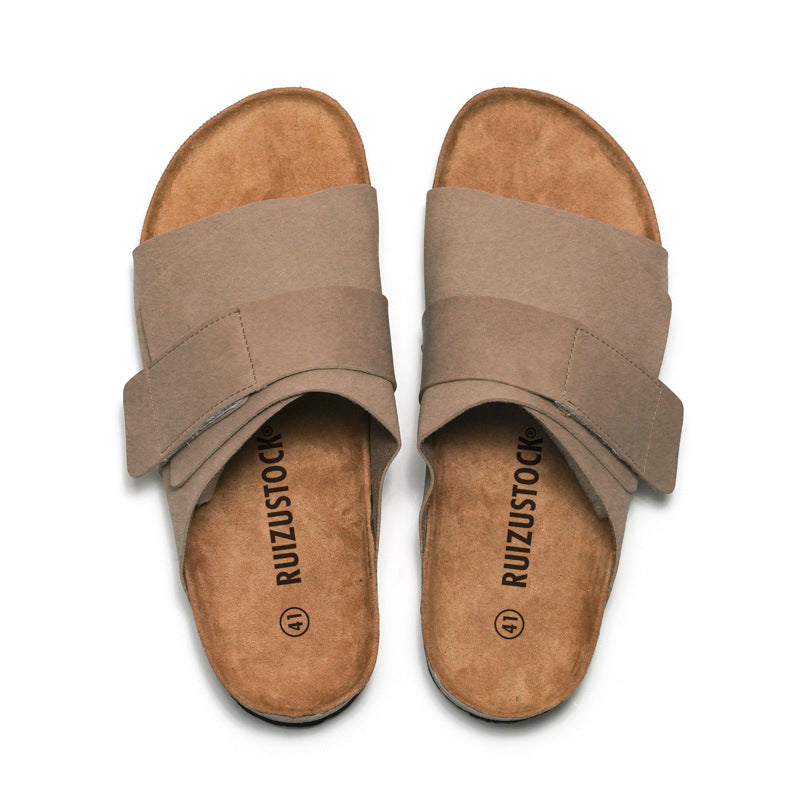 Youth Cork Slippers with Overlap Closure