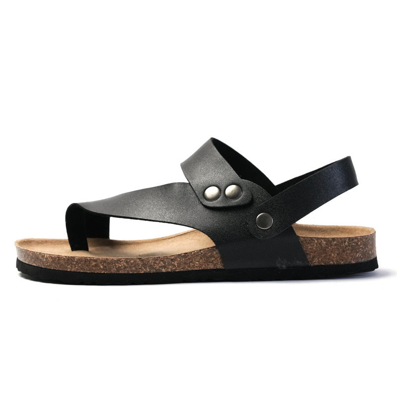 Low Heel Color Block Sandals for Youth in White and Black