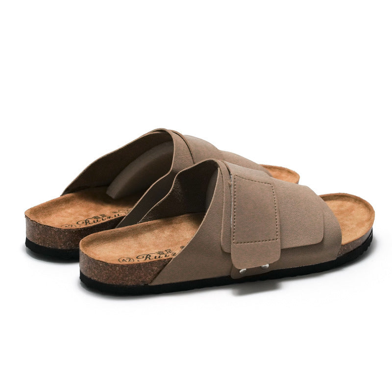 Youth Cork Slippers with Overlap Closure