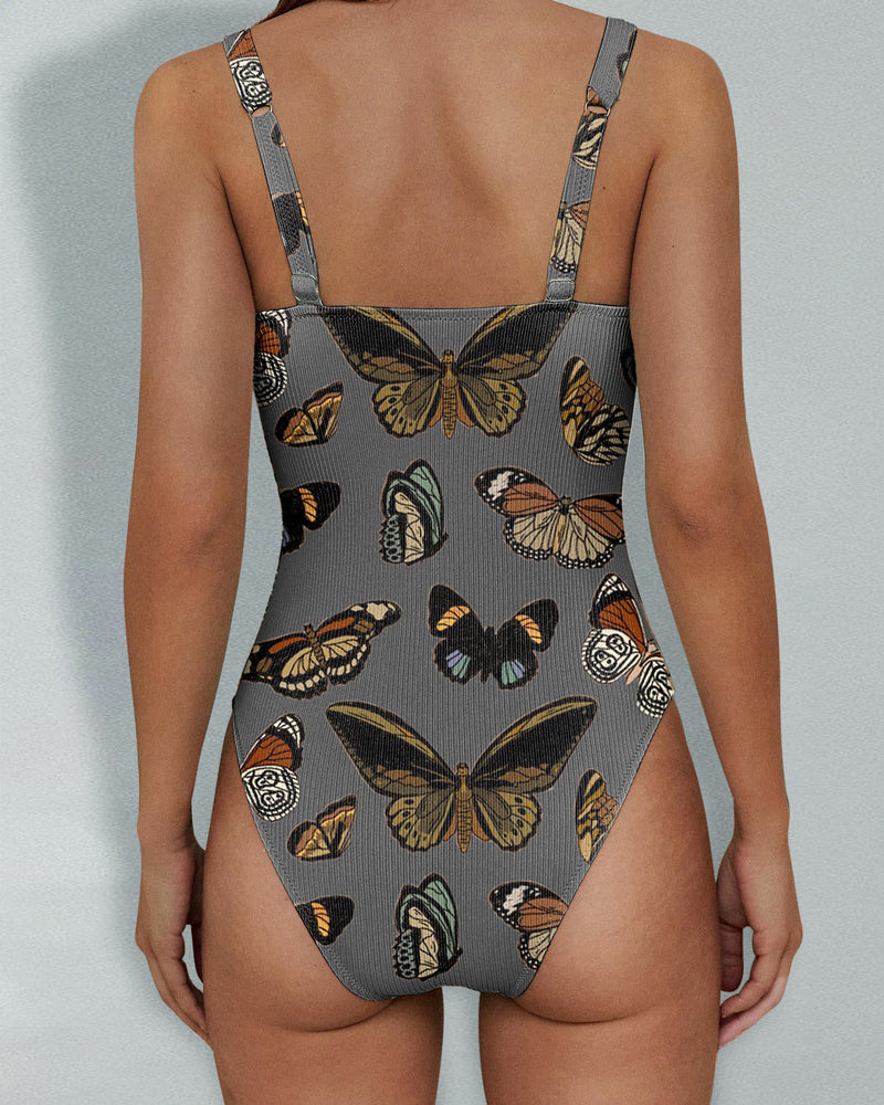 Retro Butterfly One-Piece Bikini Beach Dress