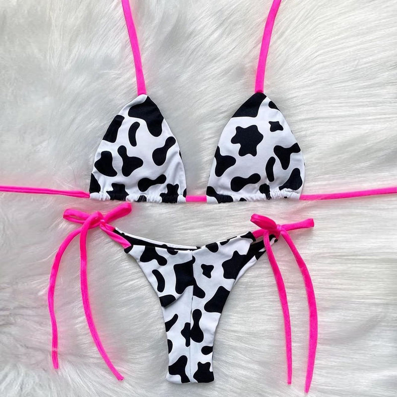 Cow Print Sexy Bikini Set