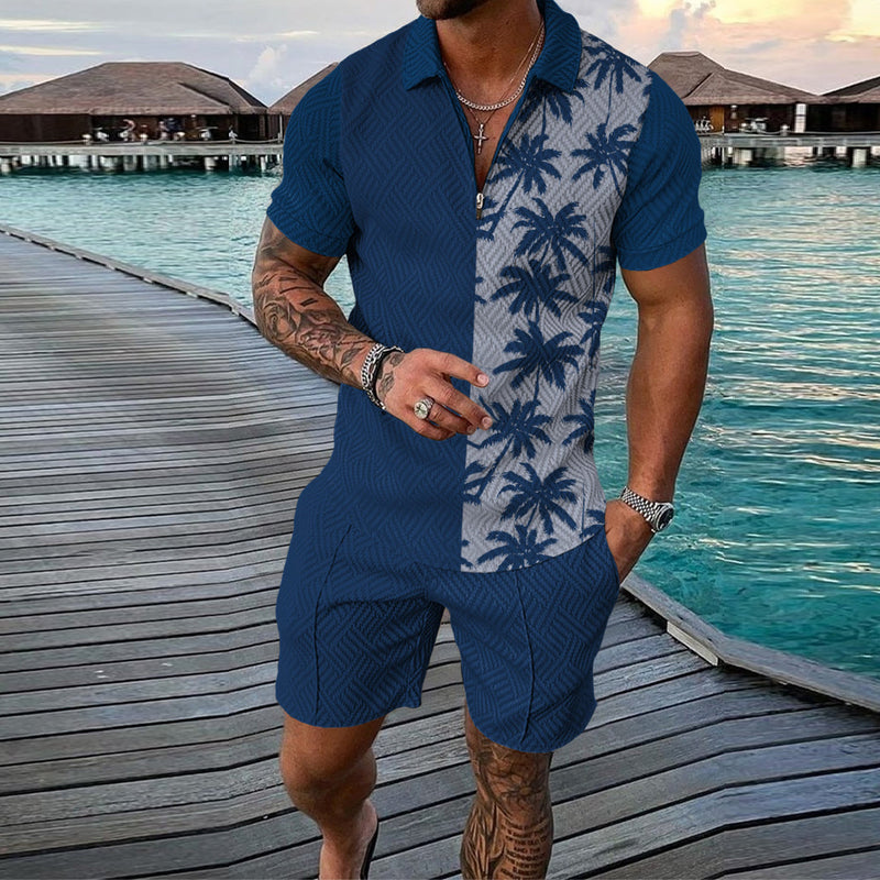 Coconut Tree Holiday Style POLO Short Sleeve Suit