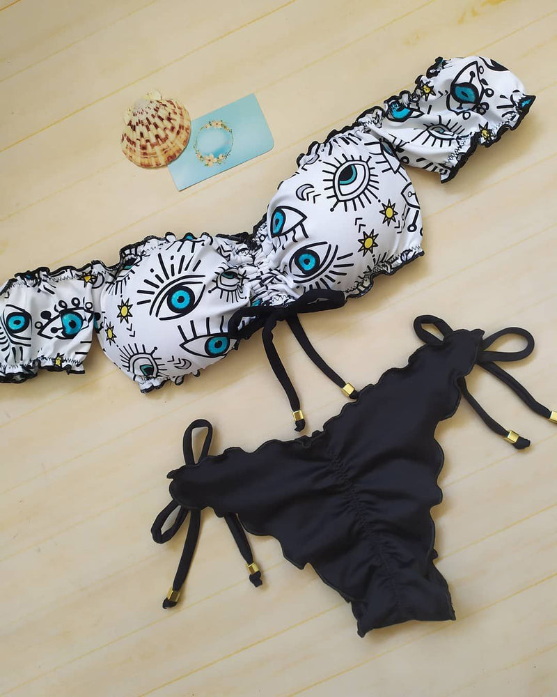 Personalized eye print bikini swimsuit