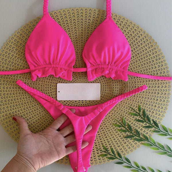 Sexy solid color resort bikini