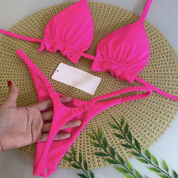 Sexy solid color resort bikini