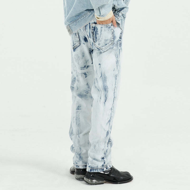 Trendy tie-dye loose-fit vintage straight-leg jeans